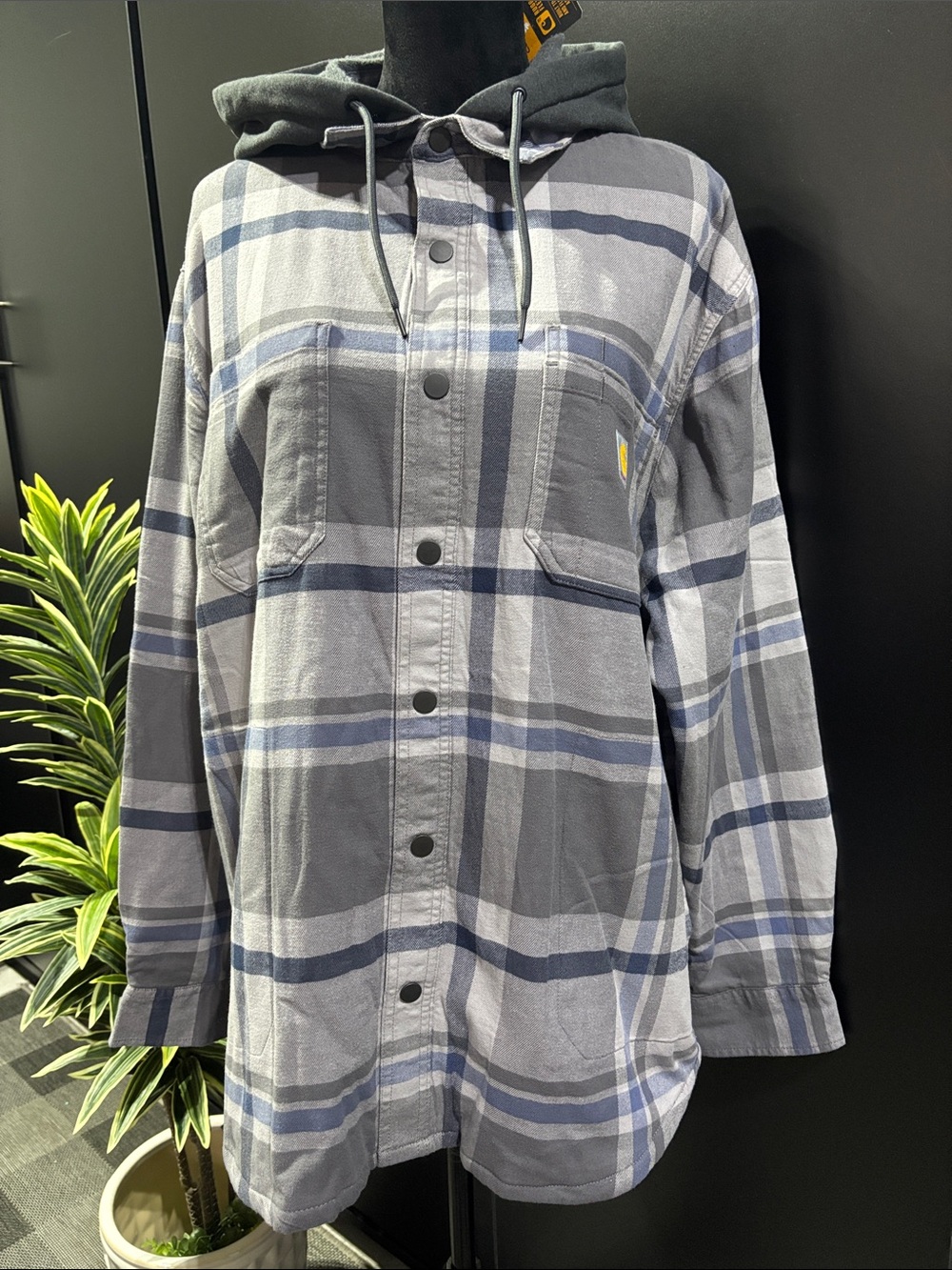 Carhartt Rugged Flex Relaxed Fit Flannel Fleece Lined Hood Shacket,plaid,winter